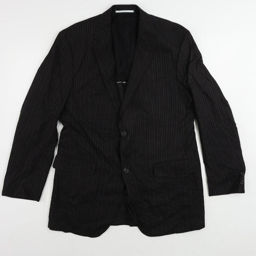 Carl Gross Mens Black Striped Linen Jacket Suit Jacket Size 40 Regular