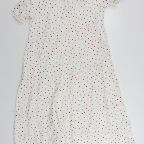 Per Una Womens White Floral Cotton A-Line Size 10 V-Neck Pullover