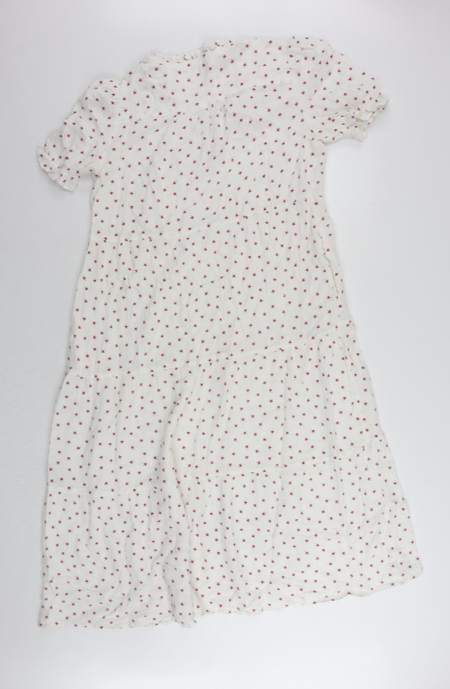 Per Una Womens White Floral Cotton A-Line Size 10 V-Neck Pullover