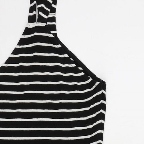 Topshop Womens Black Striped Viscose Mini Size 12 Halter