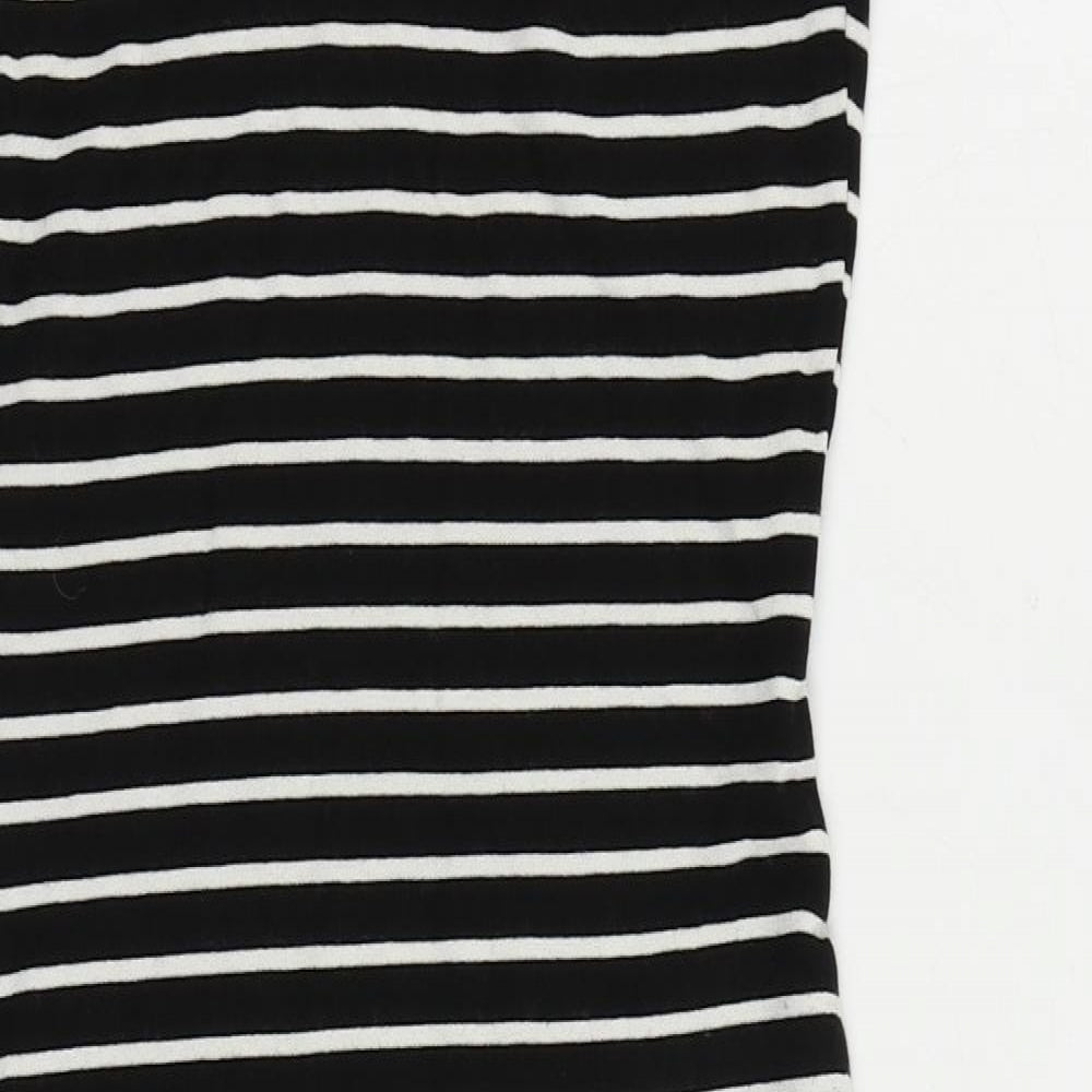 Topshop Womens Black Striped Viscose Mini Size 12 Halter