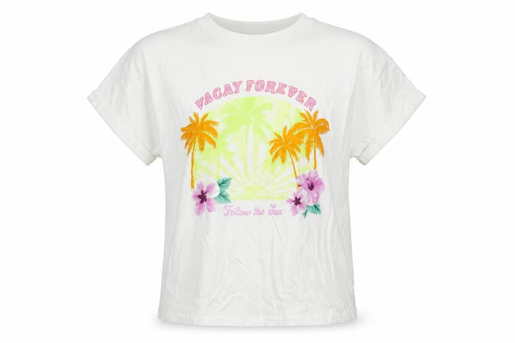 Marks and Spencer Girls White Cotton Pullover T-Shirt Size 10-11 Years Crew Neck Pullover - Vacay