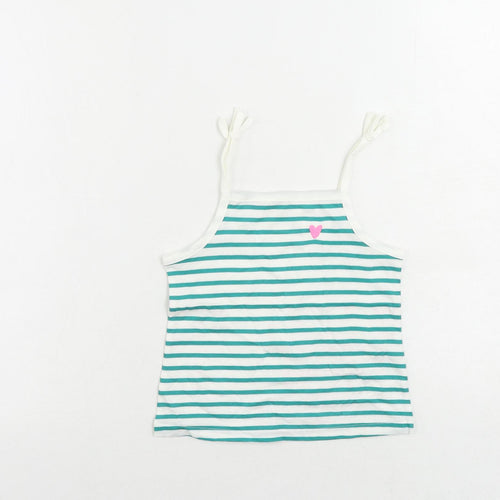 Marks and Spencer Girls Green Cotton Camisole Tank Size 3-4 Years Square Neck Pullover