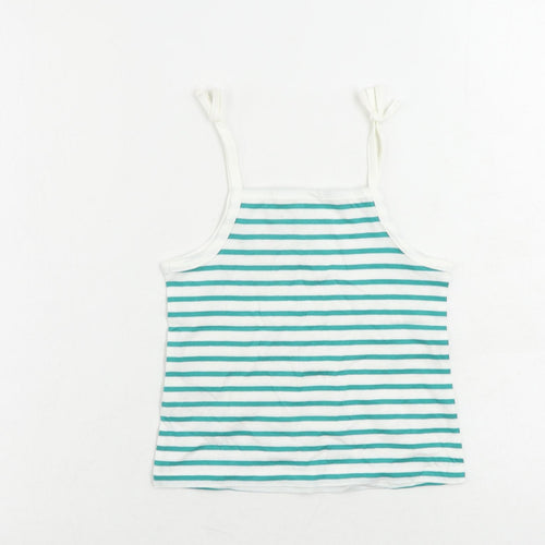 Marks and Spencer Girls Green Cotton Camisole Tank Size 3-4 Years Square Neck Pullover