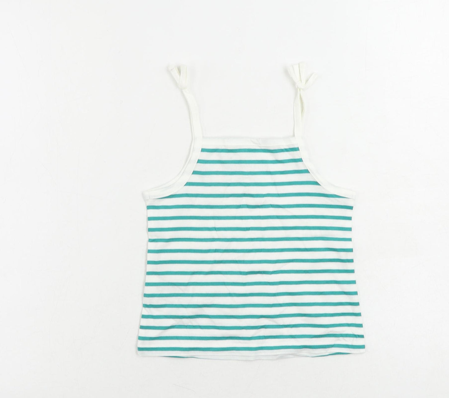 Marks and Spencer Girls Green Cotton Camisole Tank Size 3-4 Years Square Neck Pullover