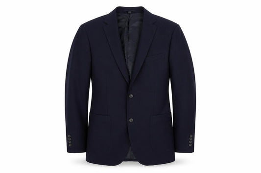 Front view of Marks & Spencer men’s blue polyamide jacket suit jacket, size 42, regular