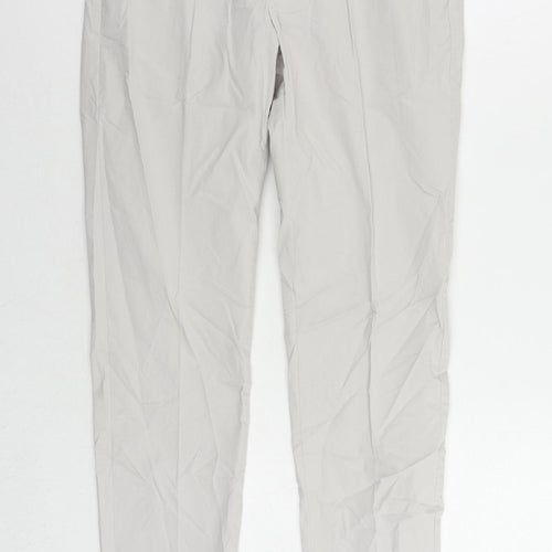 Marks and Spencer Mens Grey Cotton Chino Trousers Size 30 in L31 in Slim Zip