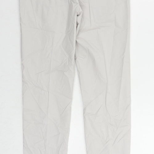 Marks and Spencer Mens Grey Cotton Chino Trousers Size 30 in L31 in Slim Zip