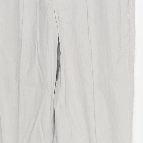 Marks and Spencer Mens Grey Cotton Chino Trousers Size 30 in L31 in Slim Zip