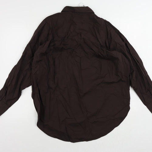 H&M Womens Brown Cotton Basic Button-Up Size M Collared - Oversized