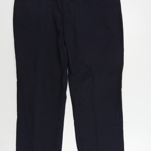 Linea Mens Blue Wool Dress Pants Trousers Size 36 in L32 in Regular Zip