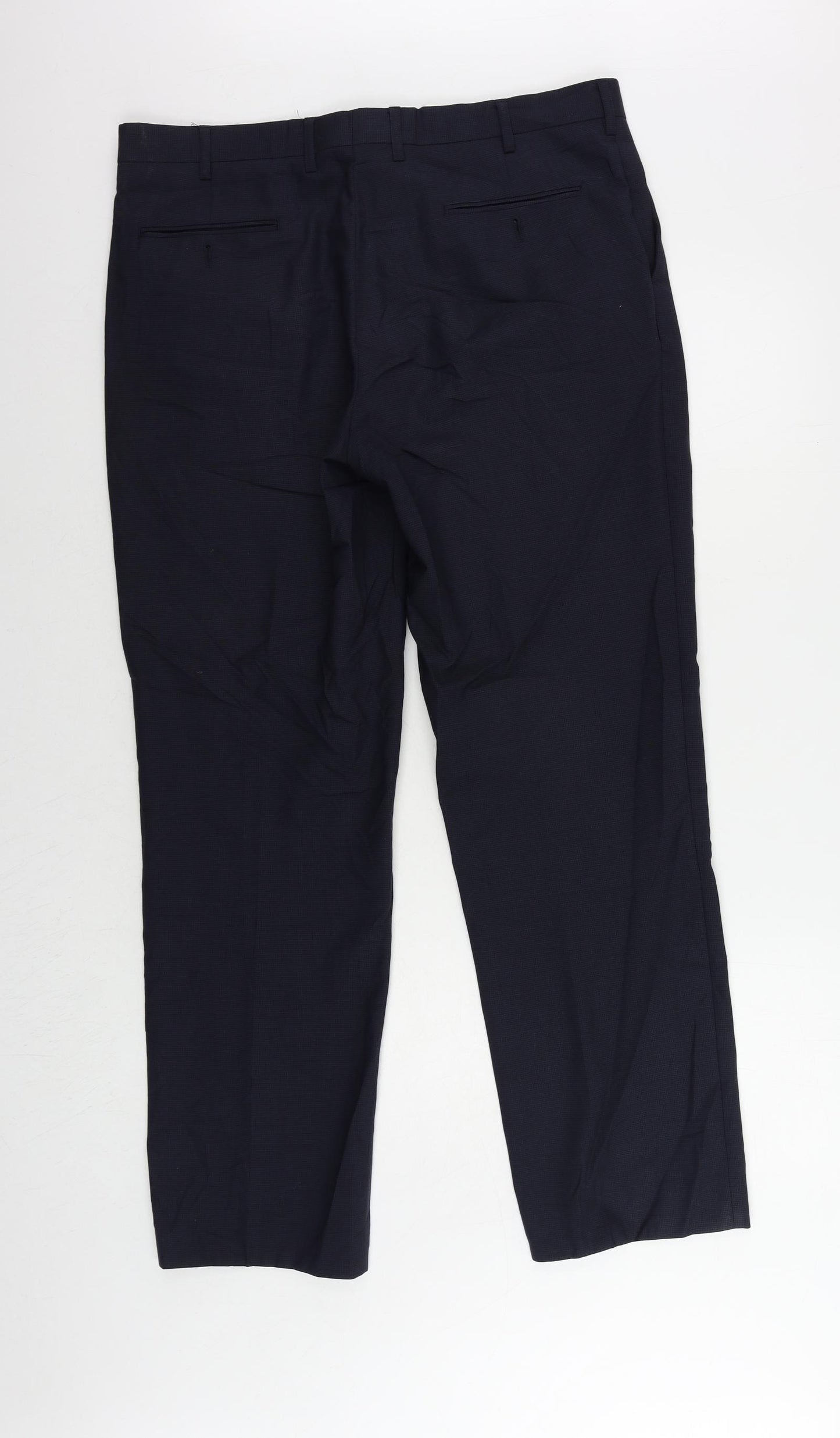 Linea Mens Blue Wool Dress Pants Trousers Size 36 in L32 in Regular Zip