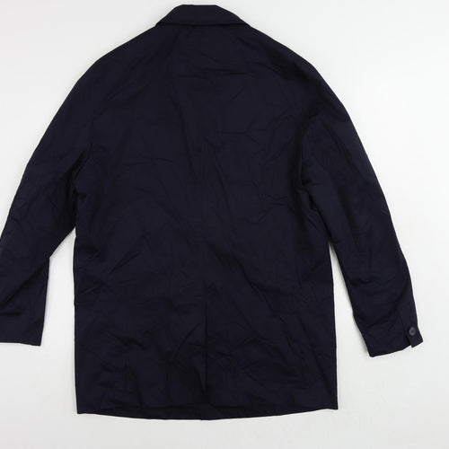Marks and Spencer Mens Blue Pea Coat Coat Size L Button