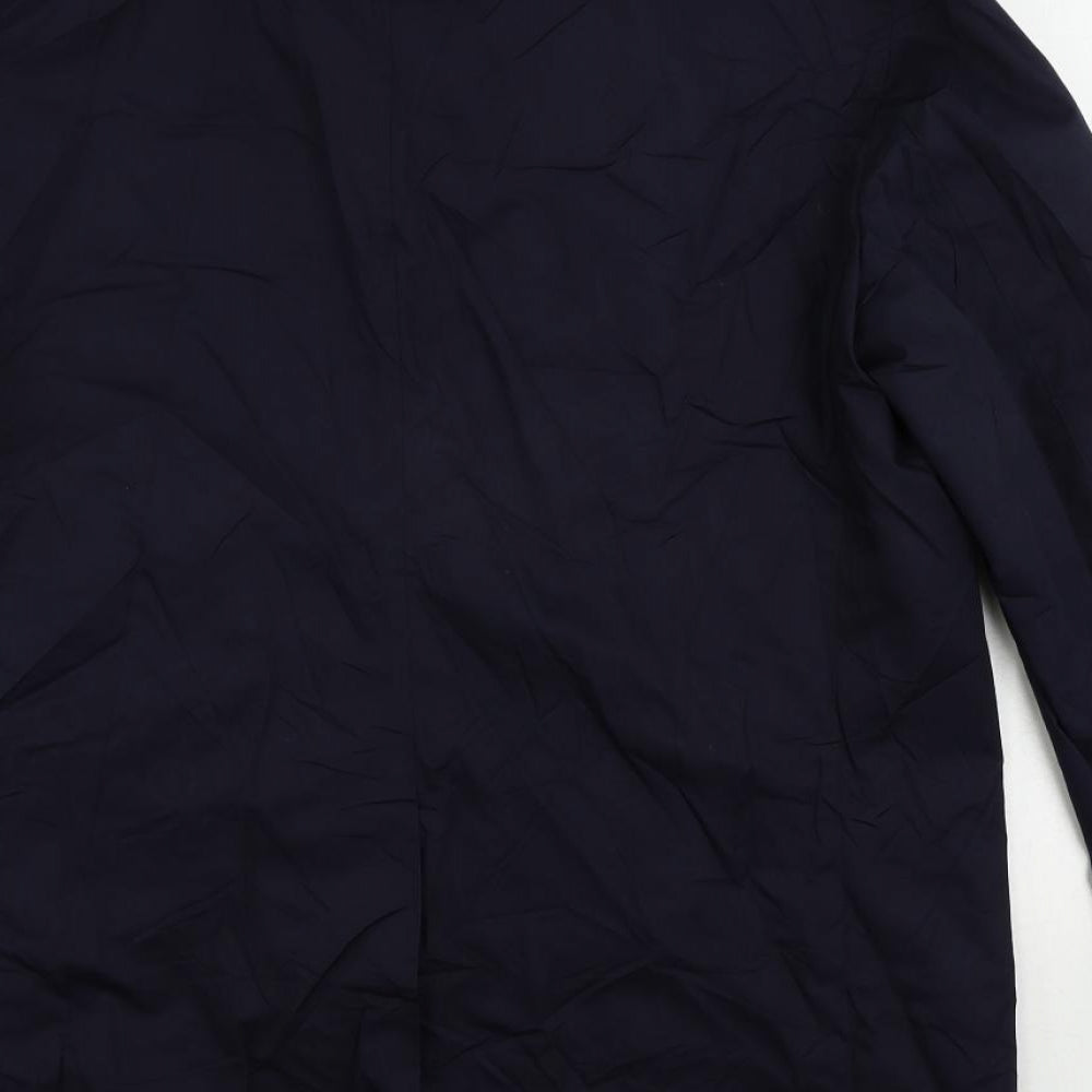 Marks and Spencer Mens Blue Pea Coat Coat Size L Button