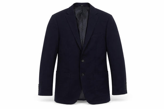 Front view of Marks & Spencer men’s blue polyamide jacket suit jacket, size 40, regular