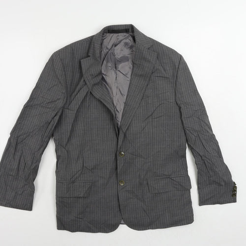 Marks and Spencer Mens Grey Striped Wool Jacket Suit Jacket Size 38 Regular