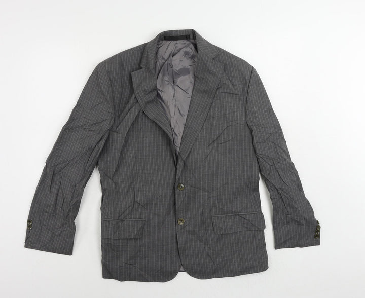 Marks and Spencer Mens Grey Striped Wool Jacket Suit Jacket Size 38 Regular