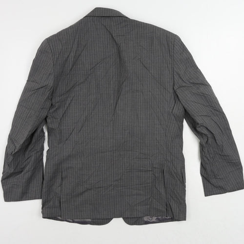 Marks and Spencer Mens Grey Striped Wool Jacket Suit Jacket Size 38 Regular