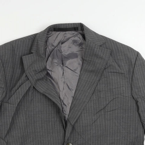 Marks and Spencer Mens Grey Striped Wool Jacket Suit Jacket Size 38 Regular