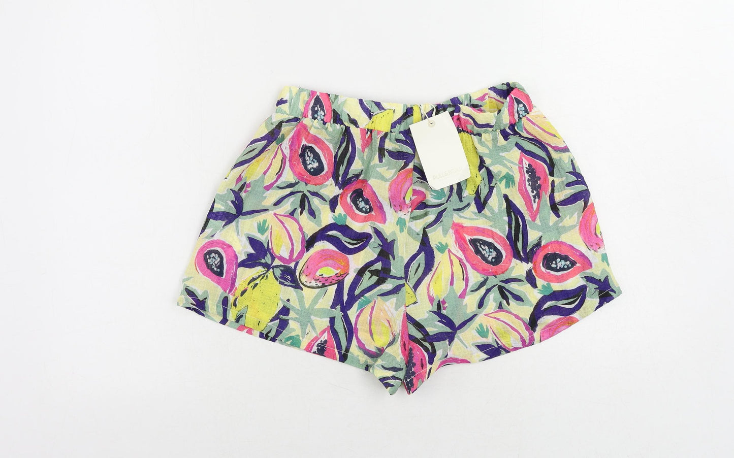 Pull&Bear Womens Multicoloured Geometric Polyester Bermuda Shorts Size M L4 in Regular - Elastic Waist