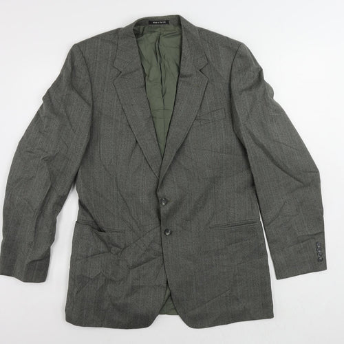 St Michael Mens Grey Striped Wool Jacket Suit Jacket Size 40 Regular - Vintage