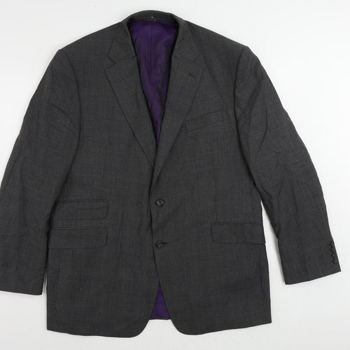 Marks and Spencer Mens Grey Plaid Wool Jacket Suit Jacket Size 44 Regular