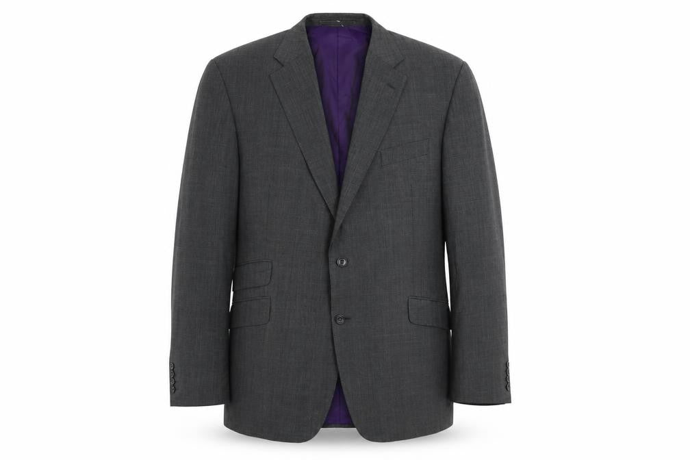 Front view of Marks & Spencer men’s grey plaid wool jacket suit jacket, size 44, regular
