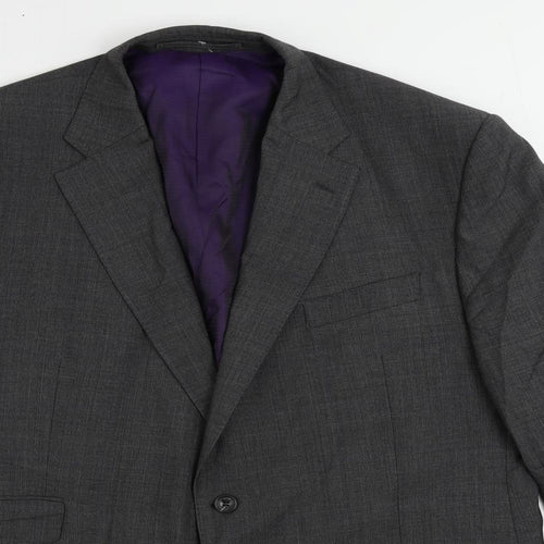 Marks and Spencer Mens Grey Plaid Wool Jacket Suit Jacket Size 44 Regular