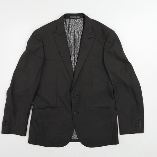 Hans Kelven Mens Grey Polyester Jacket Suit Jacket Size 38 Regular