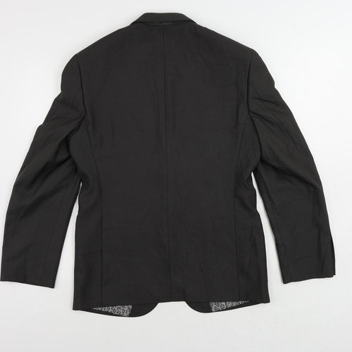 Hans Kelven Mens Grey Polyester Jacket Suit Jacket Size 38 Regular
