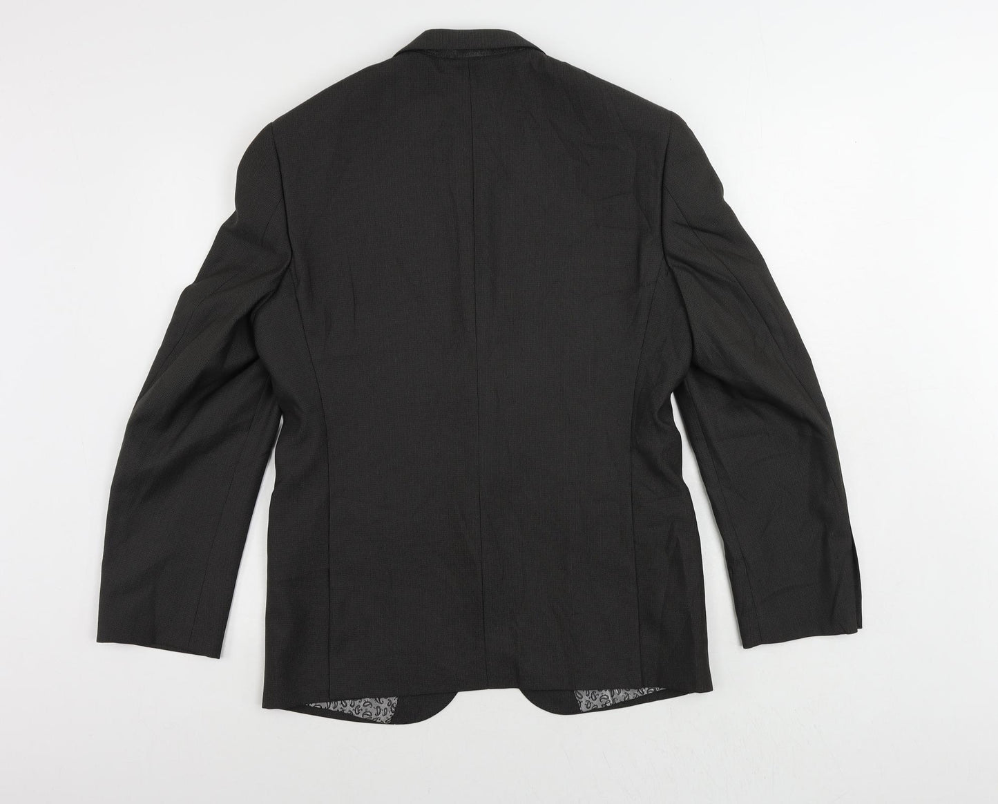 Hans Kelven Mens Grey Polyester Jacket Suit Jacket Size 38 Regular