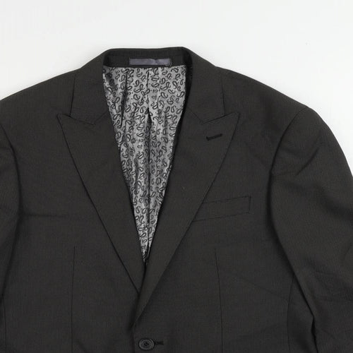 Hans Kelven Mens Grey Polyester Jacket Suit Jacket Size 38 Regular