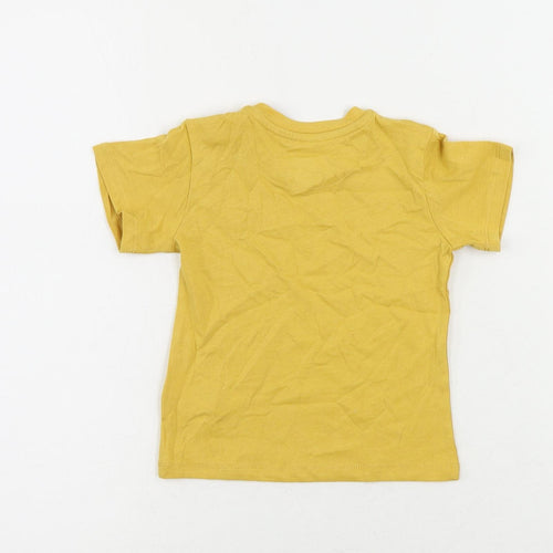 Marks and Spencer Baby Yellow Cotton Pullover T-Shirt Size 9-12 Months Crew Neck Snap