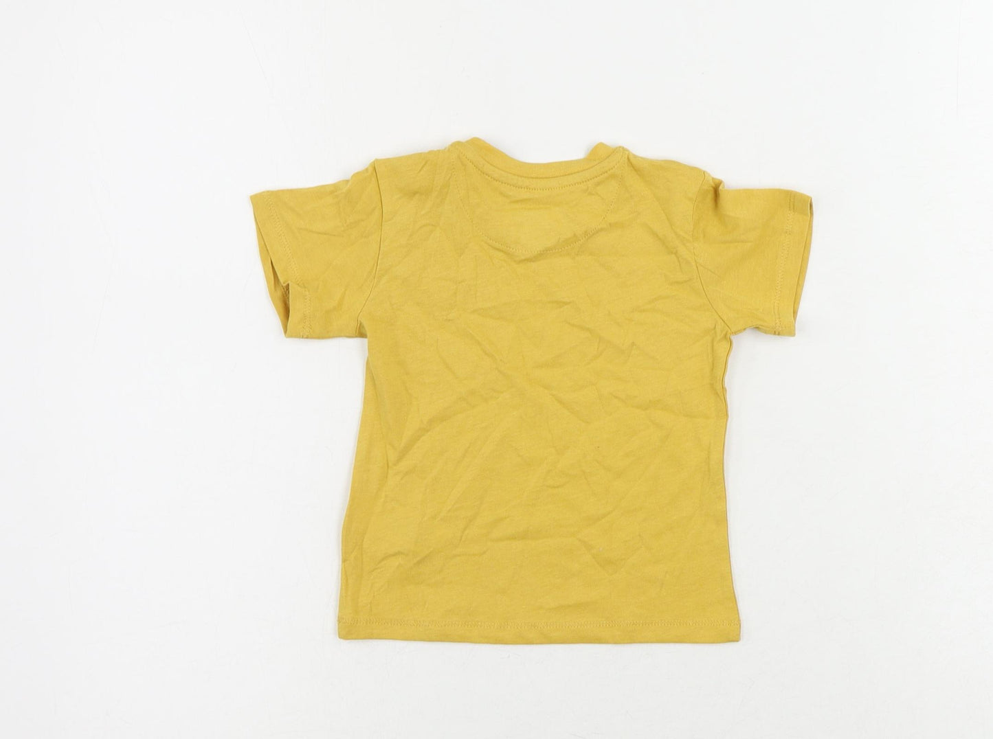Marks and Spencer Baby Yellow Cotton Pullover T-Shirt Size 9-12 Months Crew Neck Snap