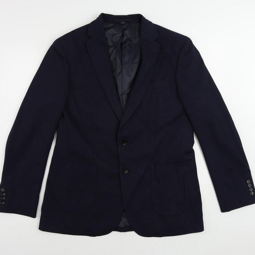 Marks and Spencer Mens Blue Polyamide Jacket Suit Jacket Size 42 Regular