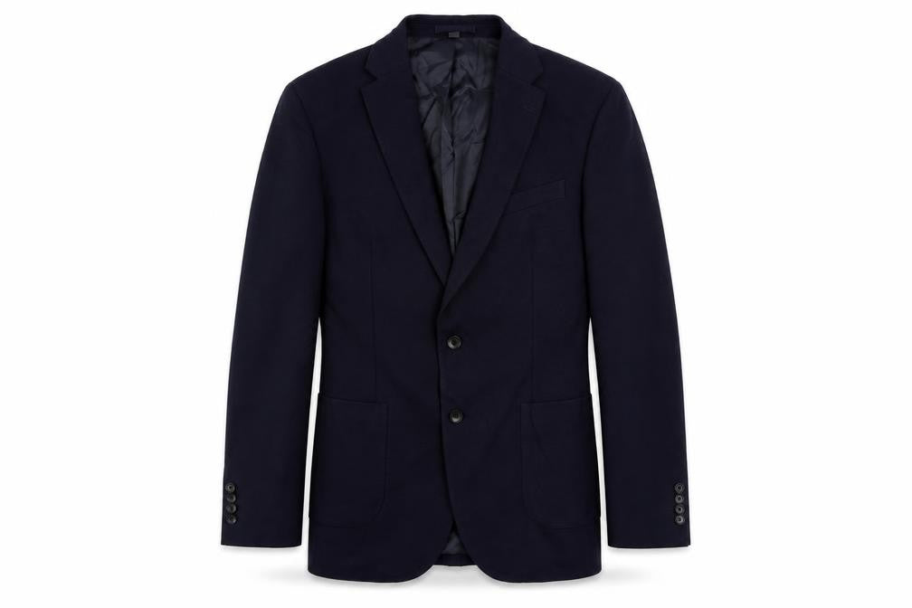Front view of Marks & Spencer men’s blue polyamide jacket suit jacket, size 42, regular
