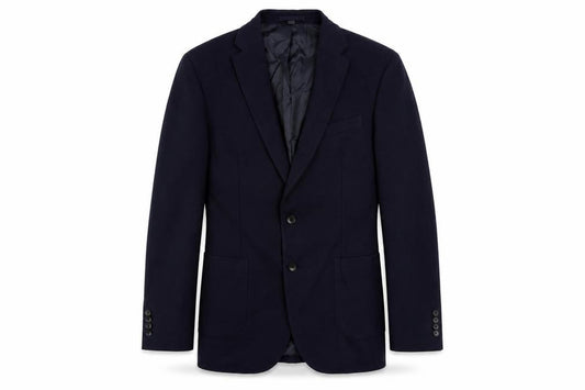 Front view of Marks & Spencer men’s blue polyamide jacket suit jacket, size 42, regular