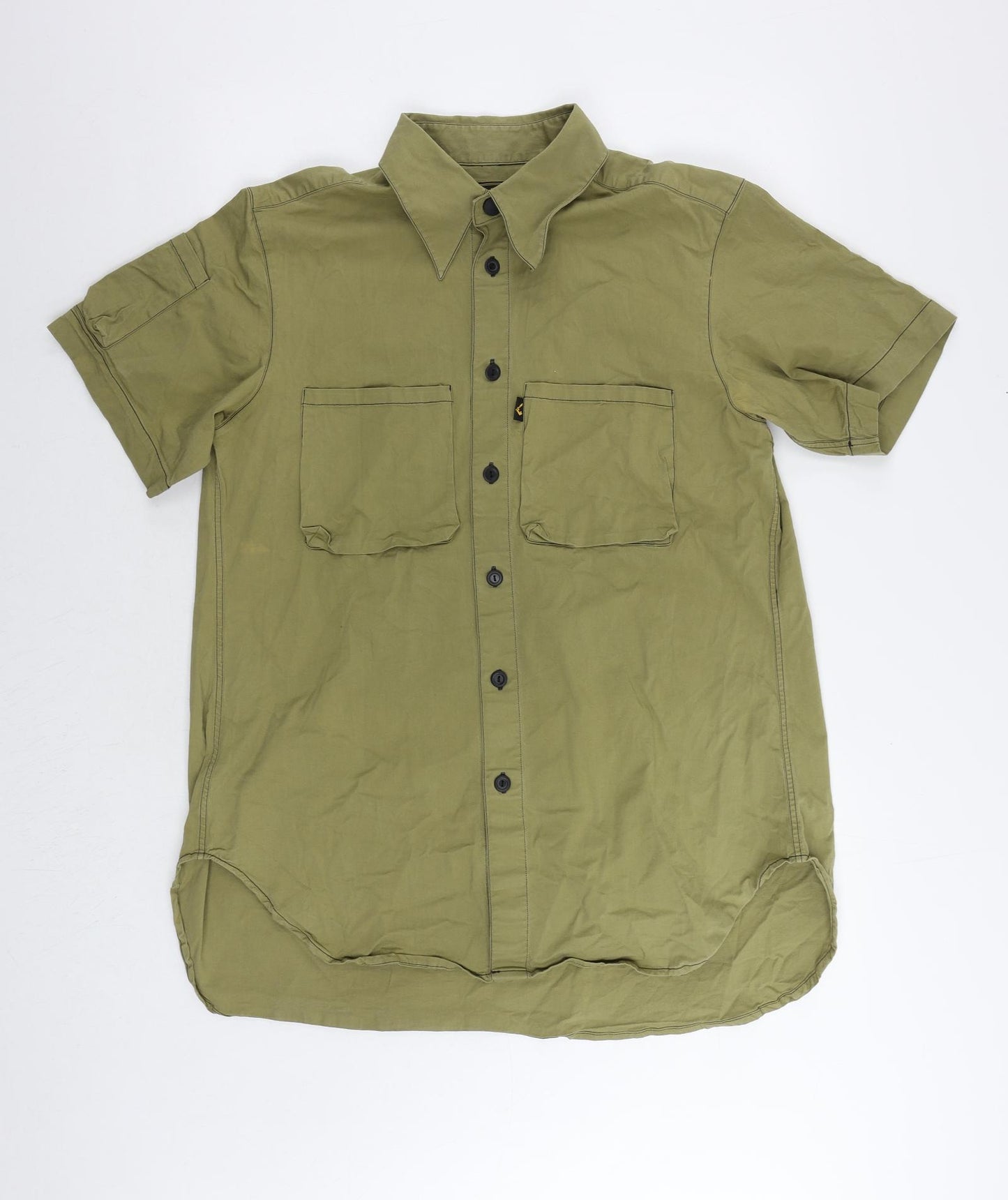 Anglomania Vivienne Westwood Mens Green Cotton Button-Up Size L Collared Button - Vintage
