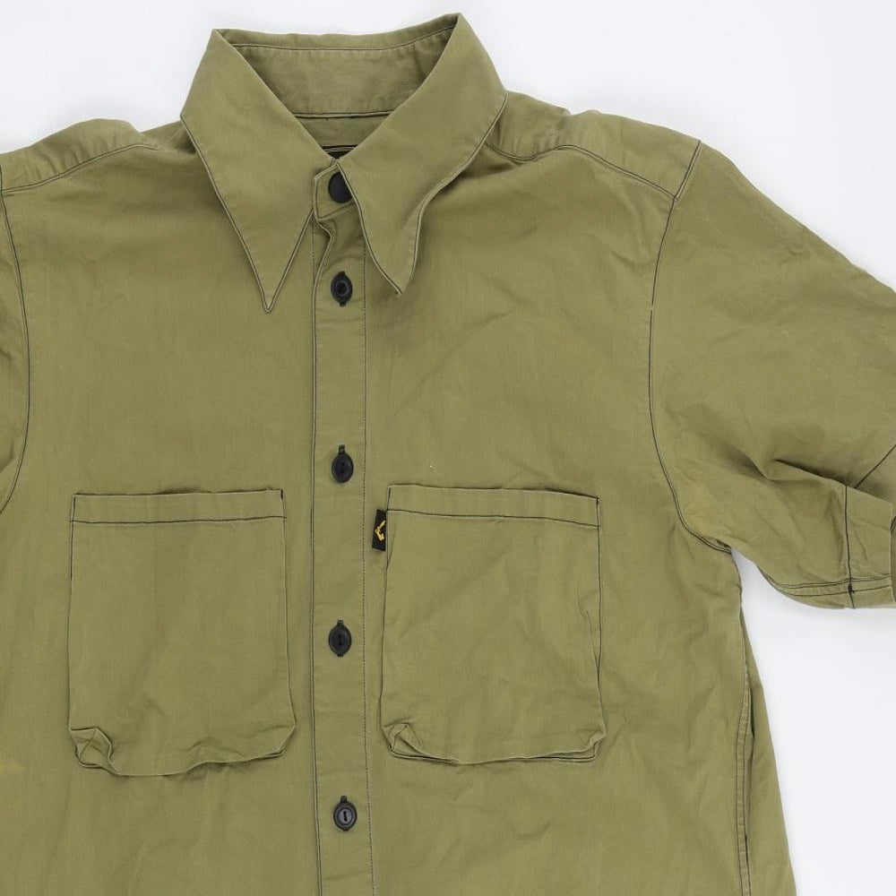 Anglomania Vivienne Westwood Mens Green Cotton Button-Up Size L Collared Button - Vintage