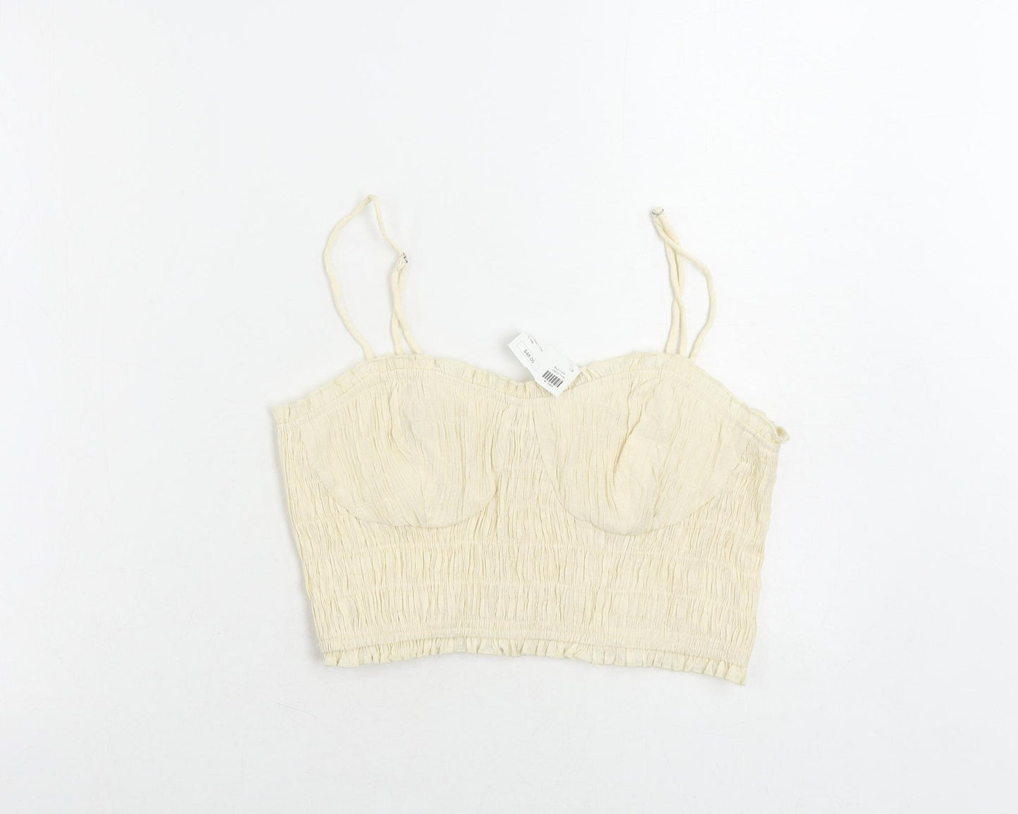 Lelis Womens Ivory Polyester Cropped Tank Size M Sweetheart - Shirred