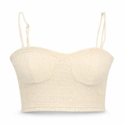 Lelis Womens Ivory Polyester Cropped Tank Size M Sweetheart - Shirred