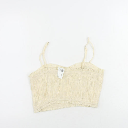 Lelis Womens Ivory Polyester Cropped Tank Size M Sweetheart - Shirred