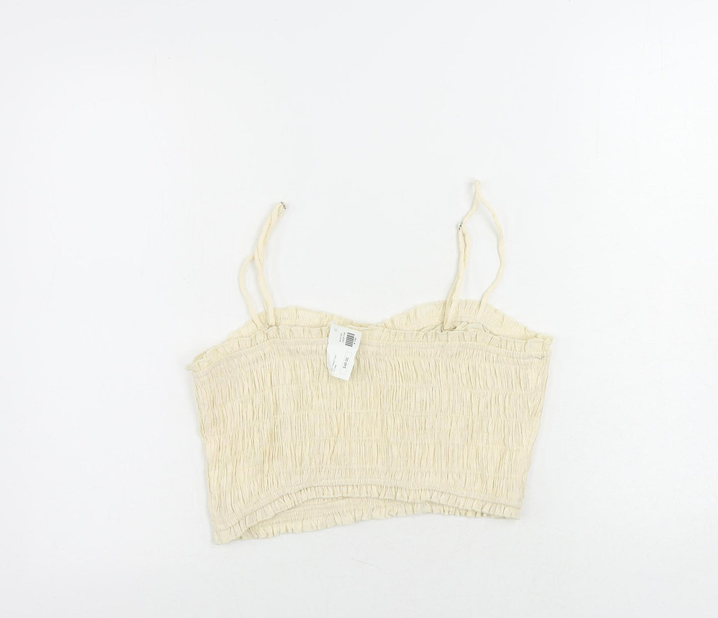 Lelis Womens Ivory Polyester Cropped Tank Size M Sweetheart - Shirred