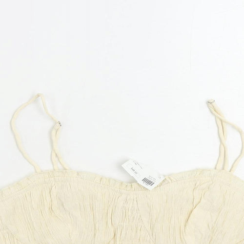 Lelis Womens Ivory Polyester Cropped Tank Size M Sweetheart - Shirred