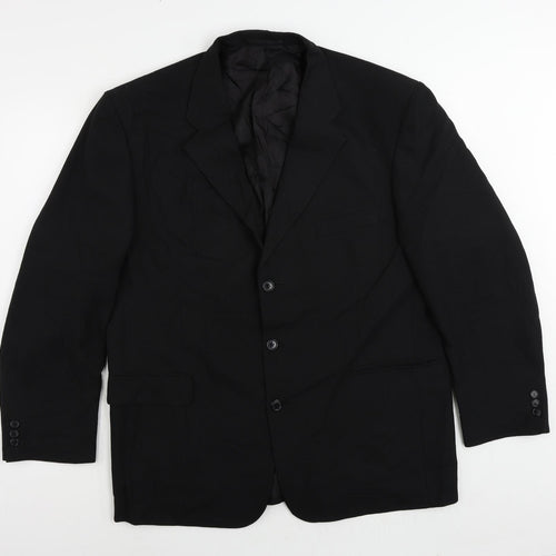 St Bernard Mens Black Polyester Jacket Blazer Size 44 Regular