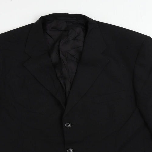 St Bernard Mens Black Polyester Jacket Blazer Size 44 Regular