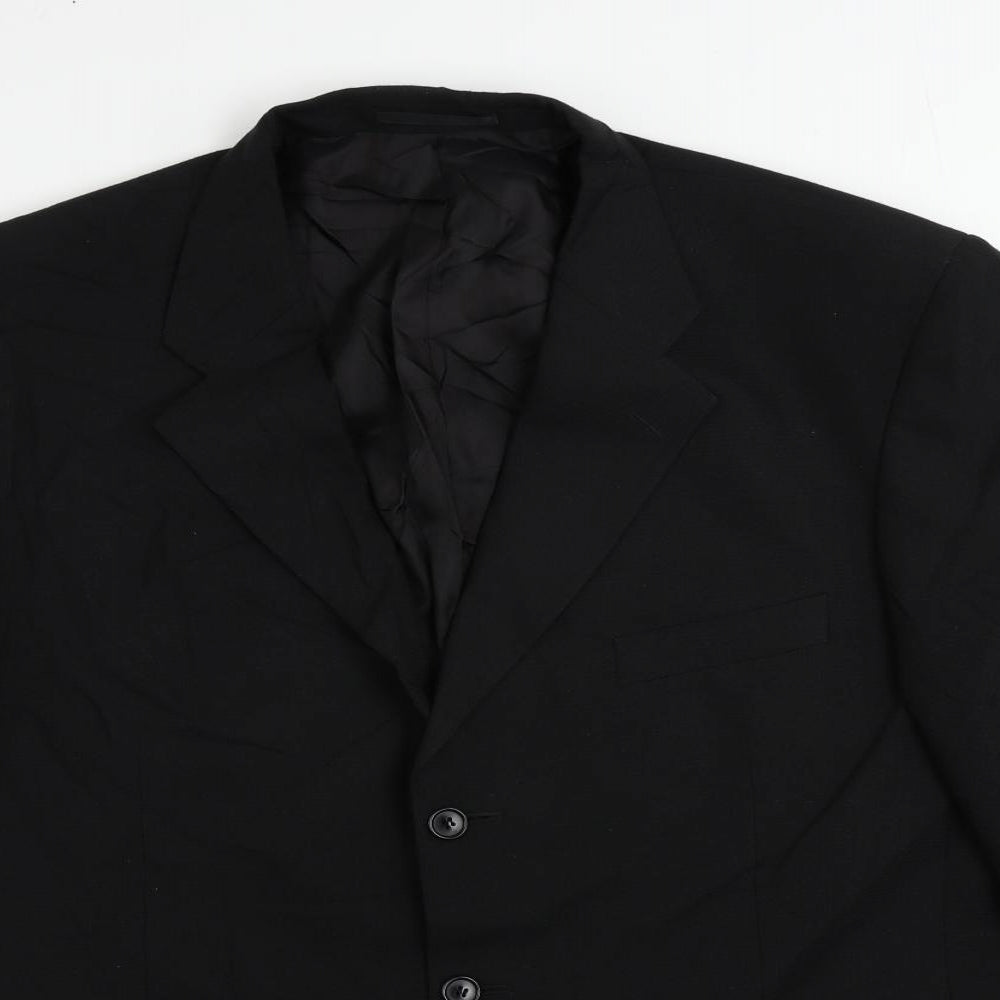 St Bernard Mens Black Polyester Jacket Blazer Size 44 Regular