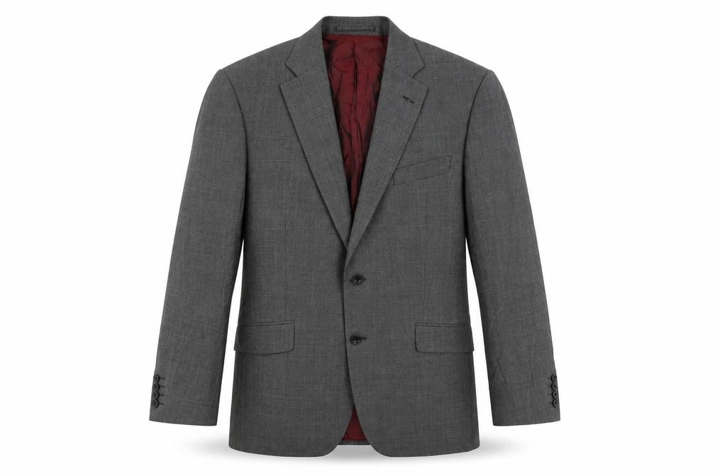 Front view of Marks & Spencer men’s grey polyester jacket suit jacket, size 46, regular