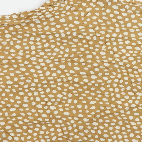 Lindex Womens Brown Animal Print Viscose Basic Button-Up Size M Collared