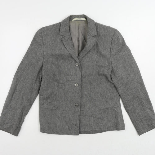 St Michael Womens Grey Jacket Blazer Size 12 Button - Vintage